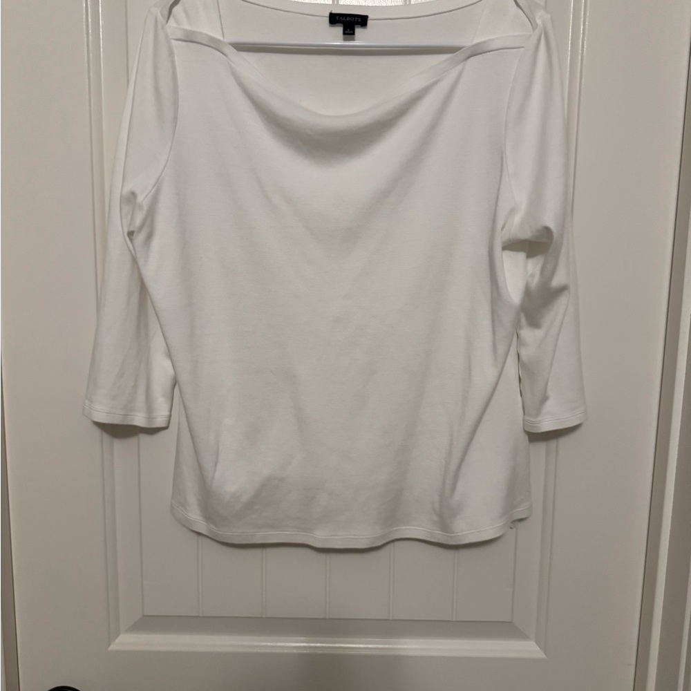 Talbots Women's Top, 3/4 Sleeve, White Size Large